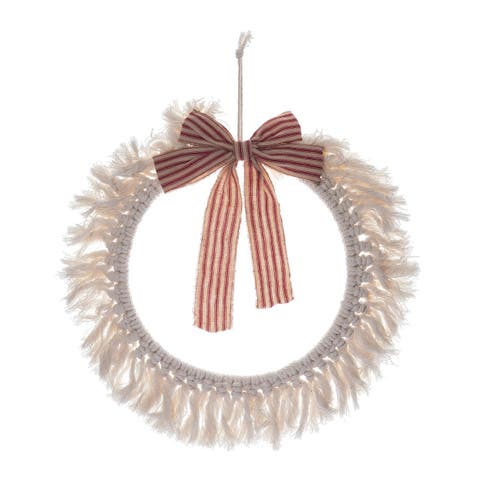 Sand Christmas Macrame Wreath Modern Floral Wreath for Decor