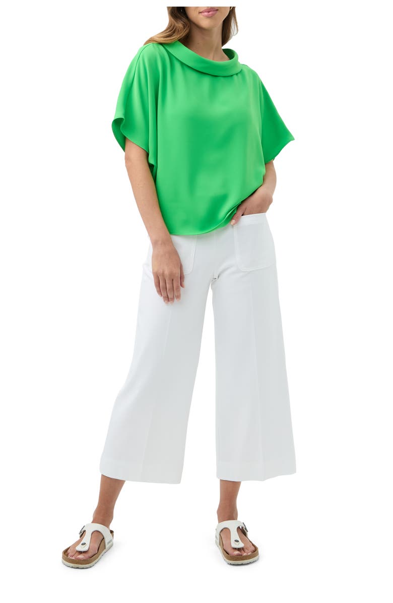 Trina Turk Honeysuckle Short Sleeve Drapey Top, Alternate, color, Grass Court Green