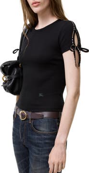 Burberry Cropped Tie-sleeve Cotton T-shirt