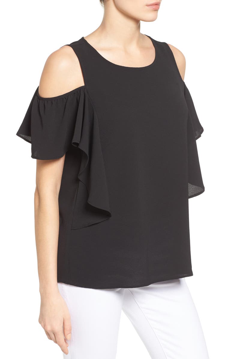 Bobeau Cold Shoulder Ruffle Sleeve Top, Alternate, color, 