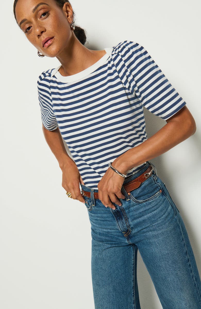 Nation LTD Deana Stripe Envelope Neck Organic Cotton T-Shirt, Alternate, color, Country Stripe