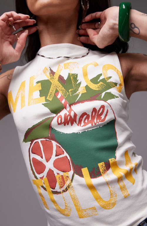 TOPSHOP TOPSHOP TULUM MEXICO COTTON GRAPHIC TANK 