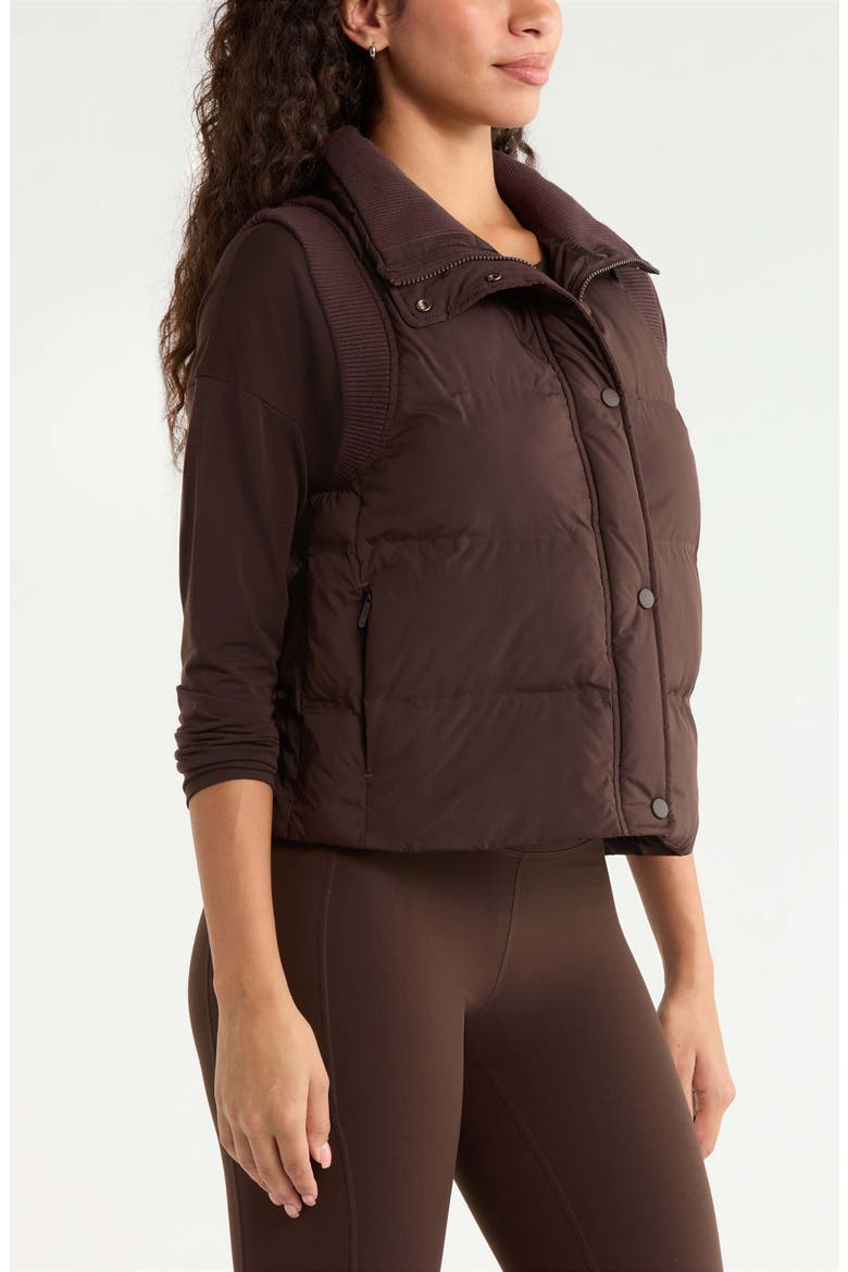 Rib Trim Puffer Vest, Alternate, color, BROWN MOLE