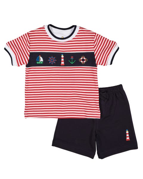 Knit Short Set With Nautical Applique (Toddler, Little Kid)