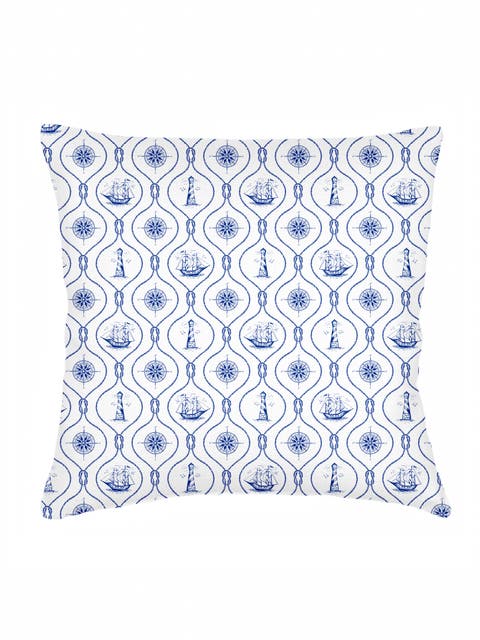Maritime Compass Linen Euro Pillow with Down Insert