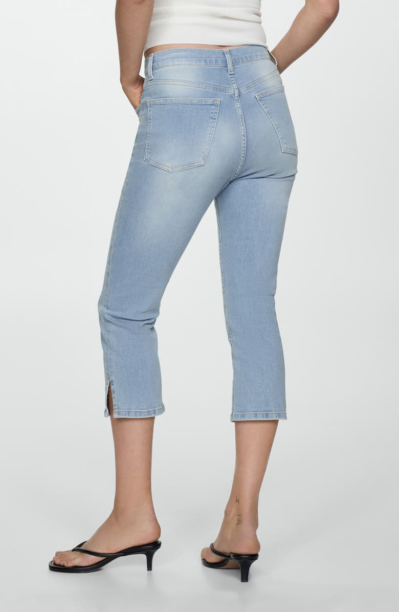 MANGO Slim Fit Slit Hem Capri Jeans, Alternate, color, Medium Blue