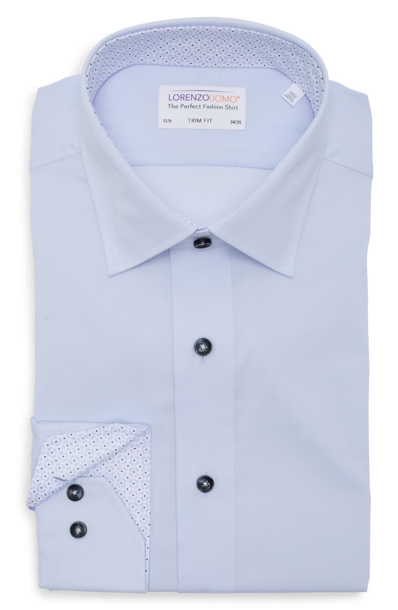 Lorenzo Uomo Trim Fit Solid Stretch Cotton Dress Shirt, Alternate, color, Light Blue