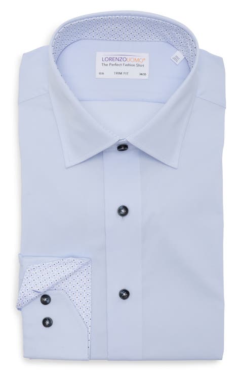 Trim Fit Solid Stretch Cotton Dress Shirt (Regular, Big & Tall)