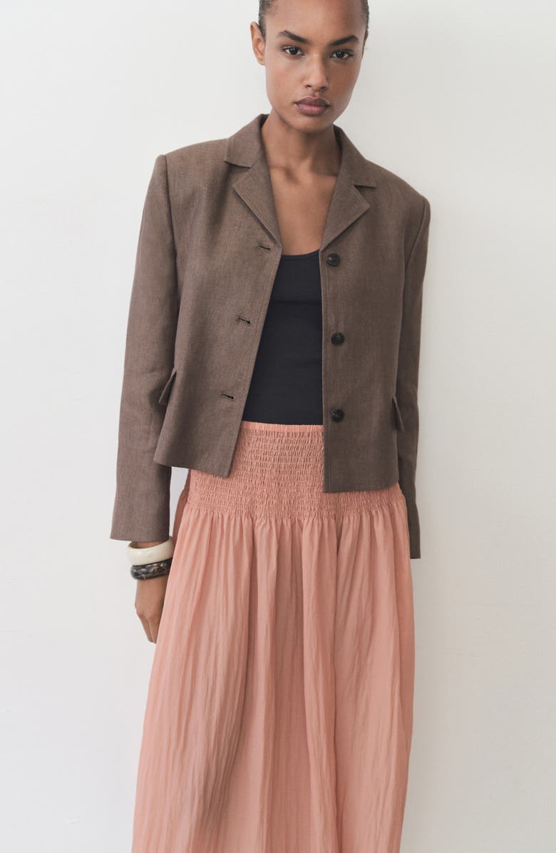 MANGO Smocked Waist Maxi Skirt, Alternate, color, Pastel Pink