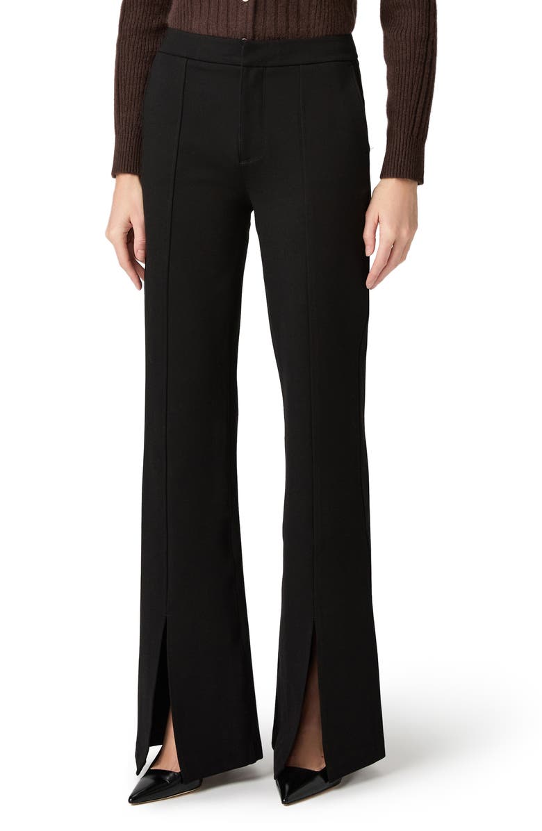 PAIGE Sofia Split Hem Flare Ponte Pants, Main, color, Black