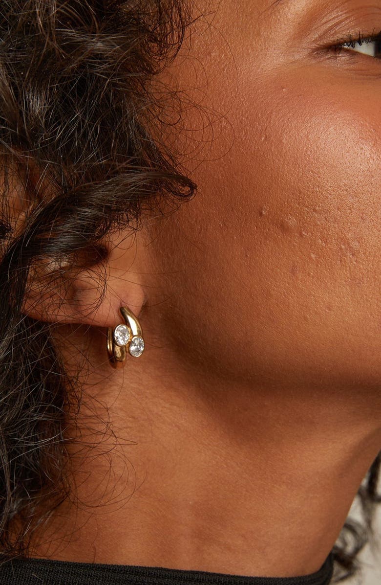 Aurate New York Lab Grown White Sapphire Ellipse Earrings, Alternate, color, Yellow Gold Vermeil