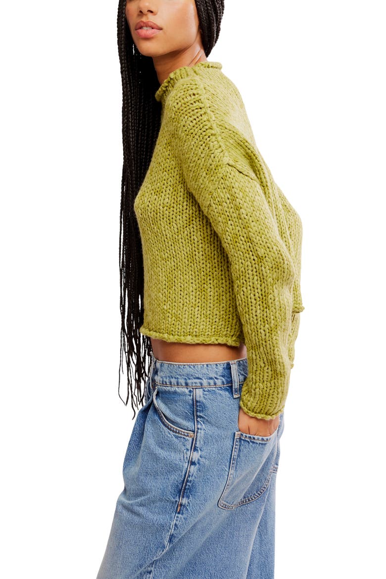 Opal Roll Neck Crop Sweater, Alternate, color, FRESH SPROUTS