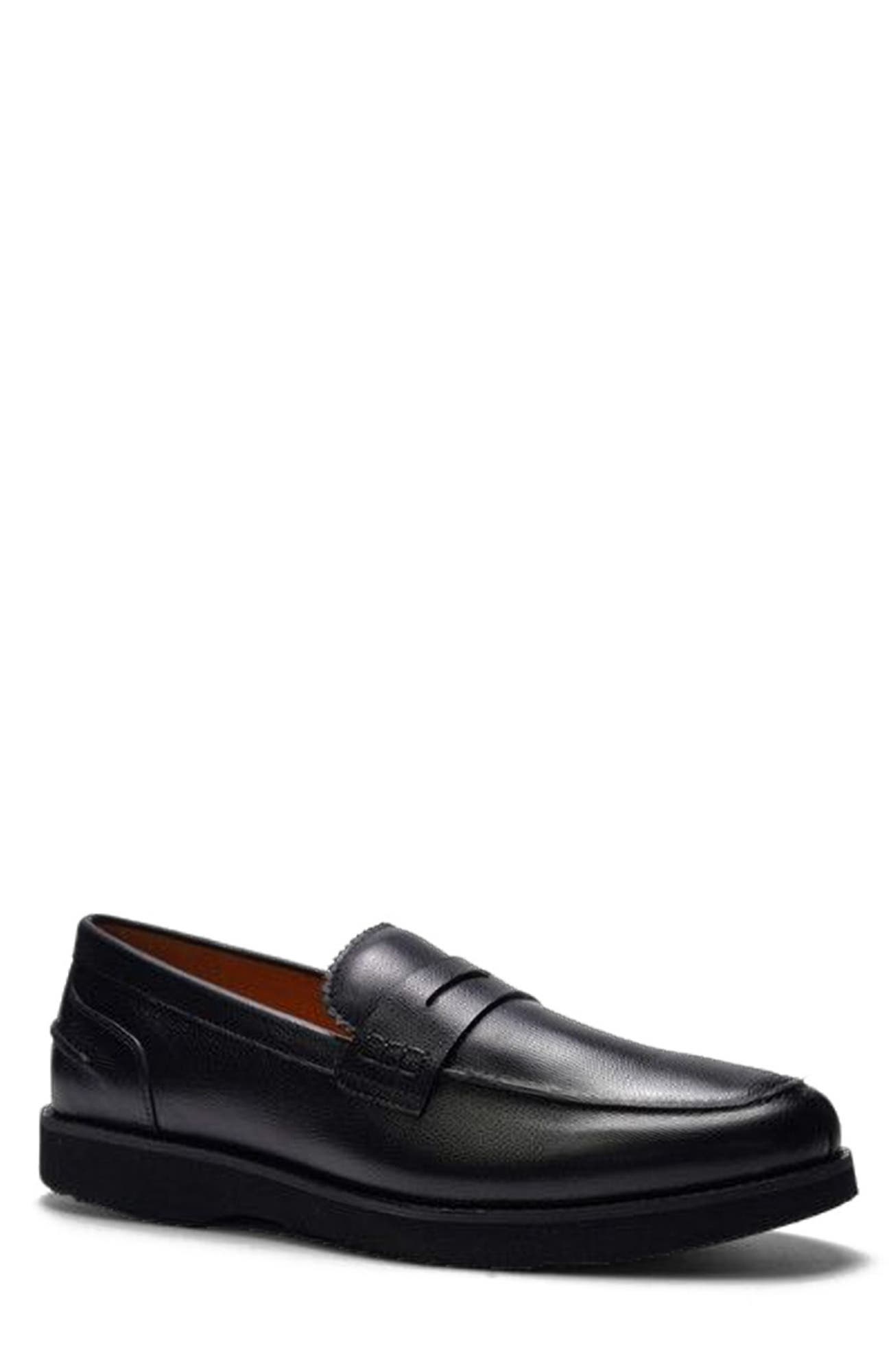 A. Veer Mason Penny Loafer, Main, color, Black Leather