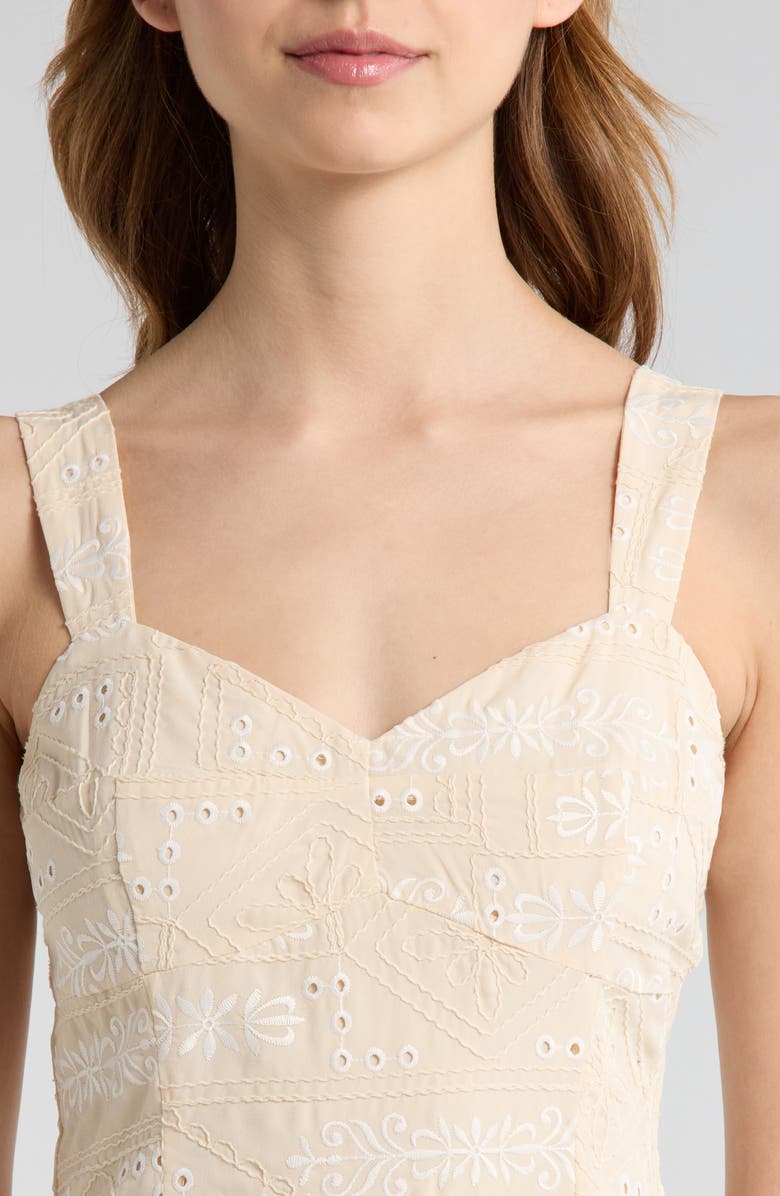 MOON RIVER Eyelet Lace Patchwork Sundress, Alternate, color, Taupe