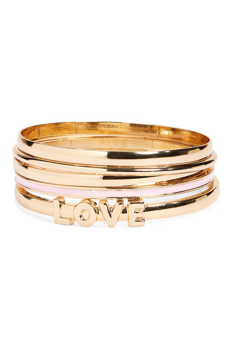 Kids' Love Bangle Set, Main, color, GOLD