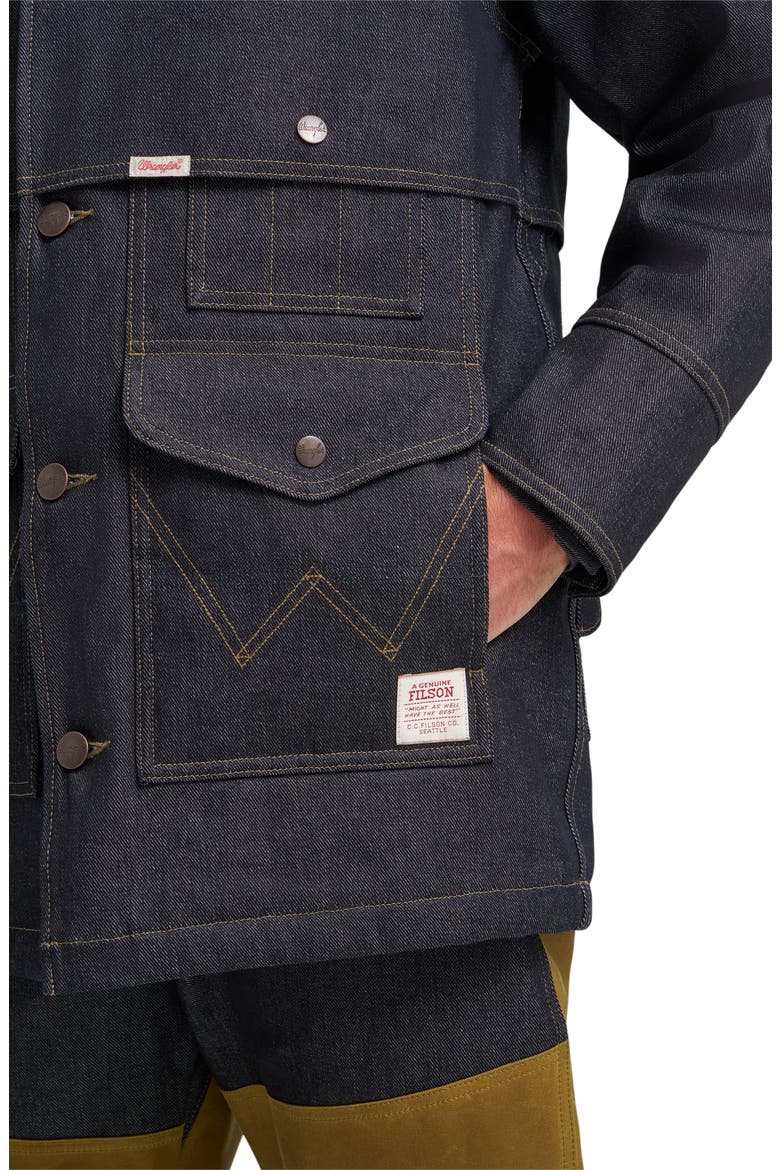 Filson X Wrangler Genuine Shearling Collar Packer Jacket, Alternate, color, INDIGO