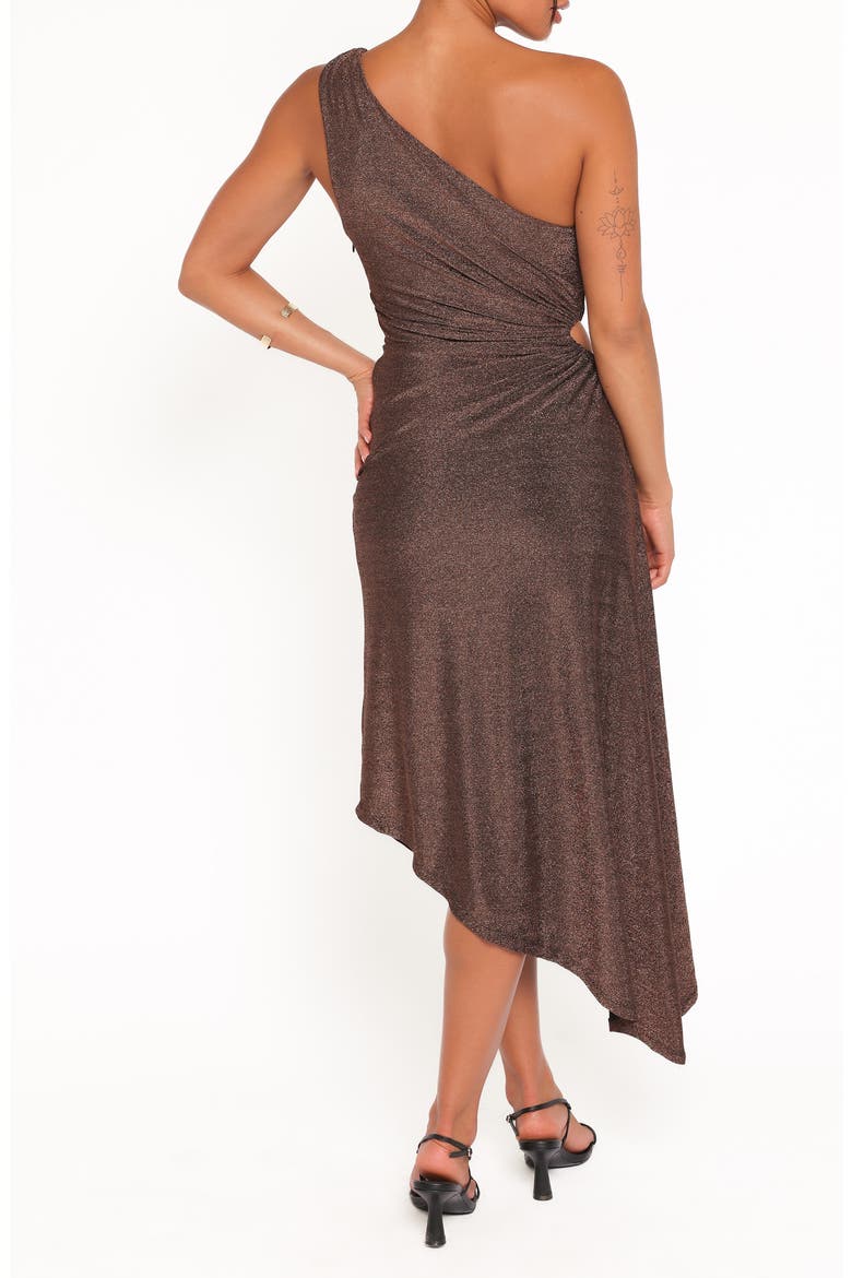 Emma Metallic One Shoulder Dress, Alternate, color, VINTAGE GOLD