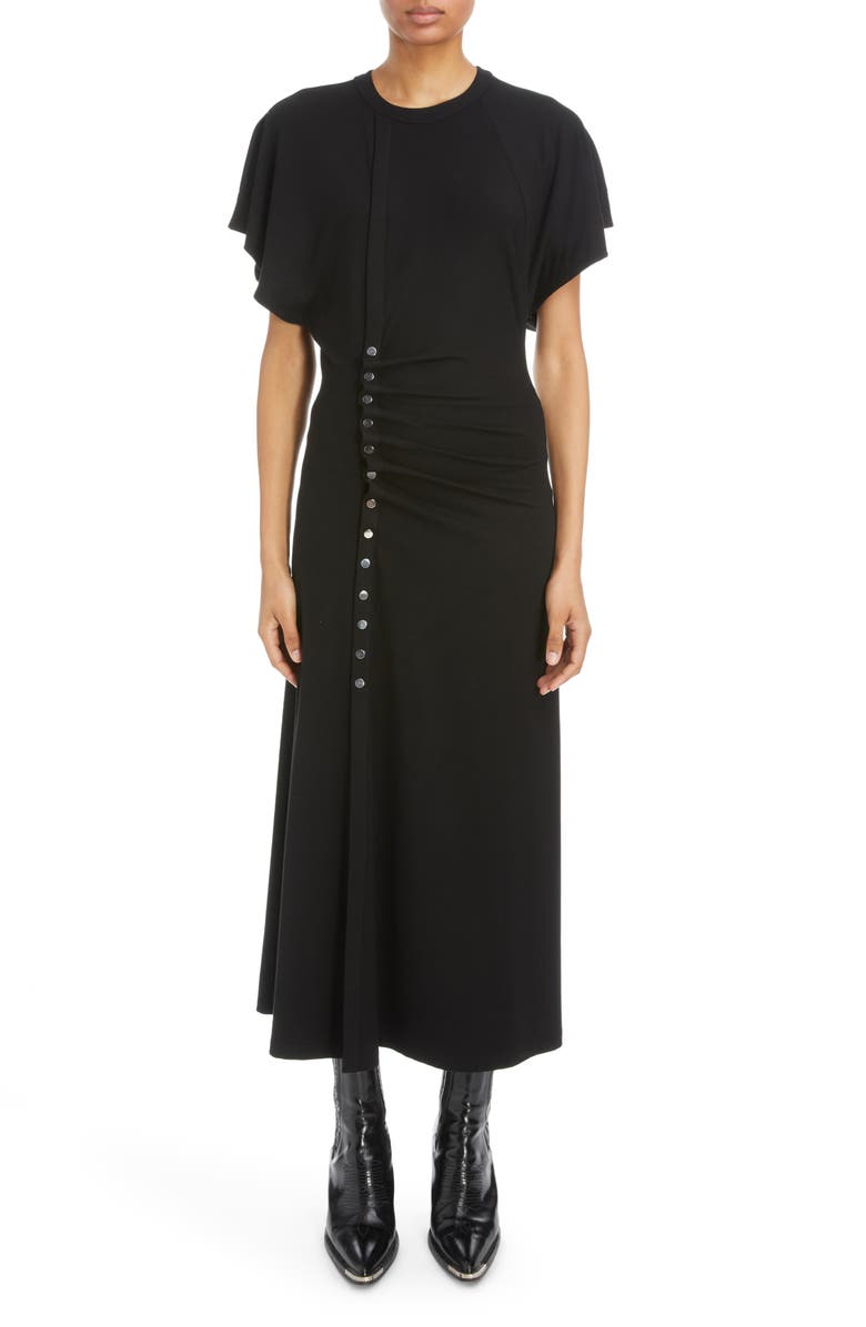 Rabanne Stud Detail Side Ruched Dress, Main, color, 