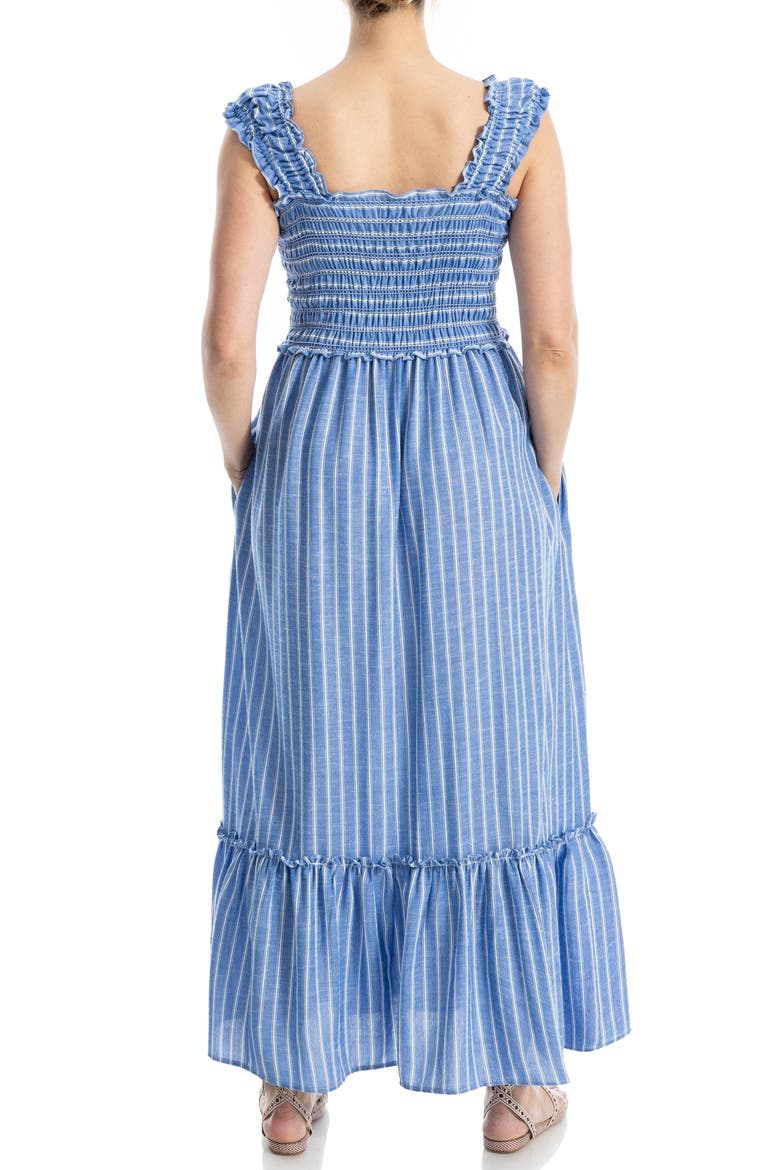 Wide Strap Smocked Maxi Dress, Alternate, color, BLUE STRIPE