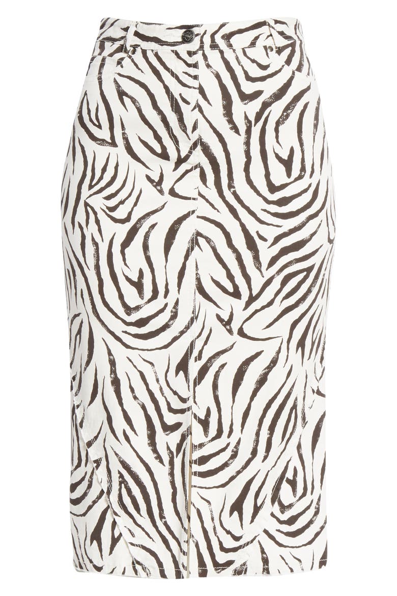 Zebra Print Denim Skirt, Alternate, color, CHAMPAGNE/ BLACK COMBO