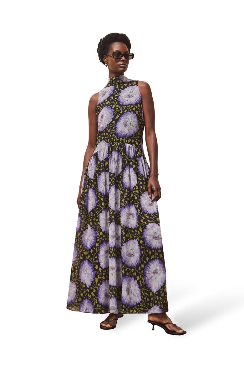 Print Chiffon Maxi Dress, Main, color, Lilac