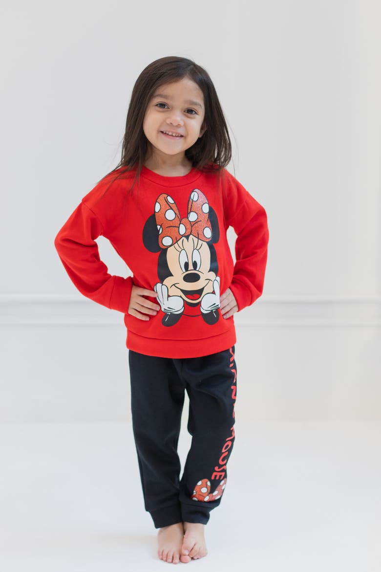 Minnie Mouse 2-Piece Fleece Sweatshirt and Pants Set, Alternate, color, Red Black Minnie