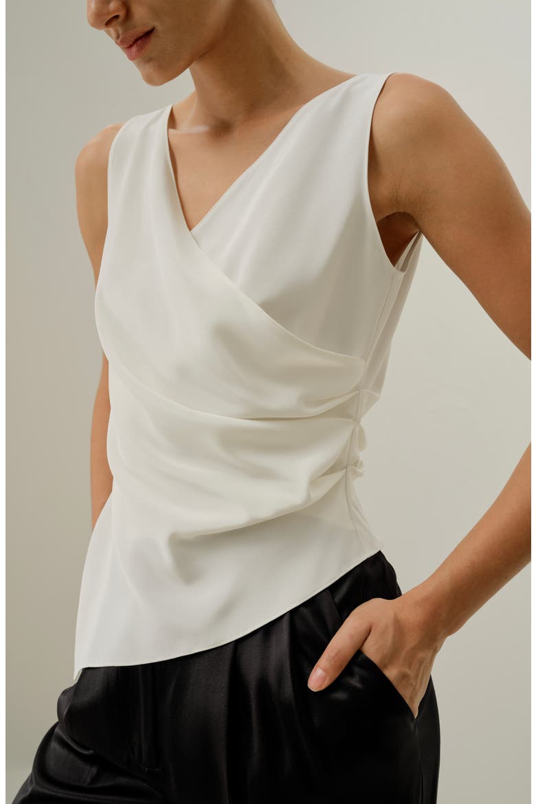 Women's Élise V-Neck Silk Top, Alternate, color, Natural White