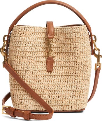【関税&送料込】Saint Laurent Raffia Le 37 Bucket Bag LE 37 in woven raffia and vegetable-tanned leather | Saint