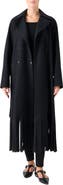 Akris punto Fringe Hem Wool Blend Belted Coat