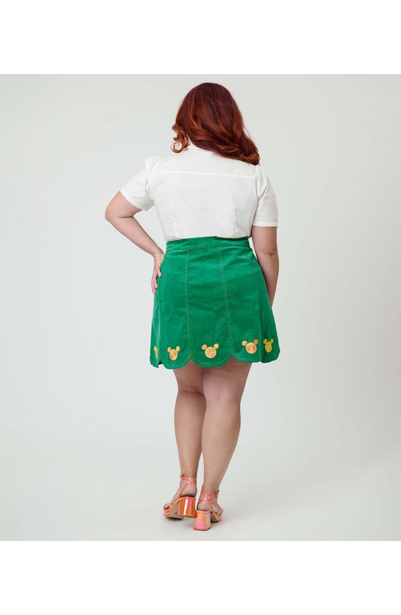 Smak Parlour Plus Size Scallop Hem Corduroy Mini Skirt, Alternate, color, Green Corduroy