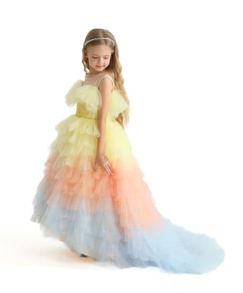 Mimi Tutu Callecita Layered Tulle Gown In Yellow