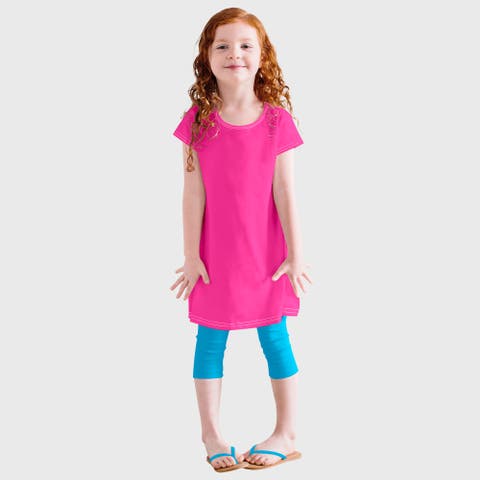 Girls 100% Cotton Soft Knit Jersey Cap Sleeve Dress