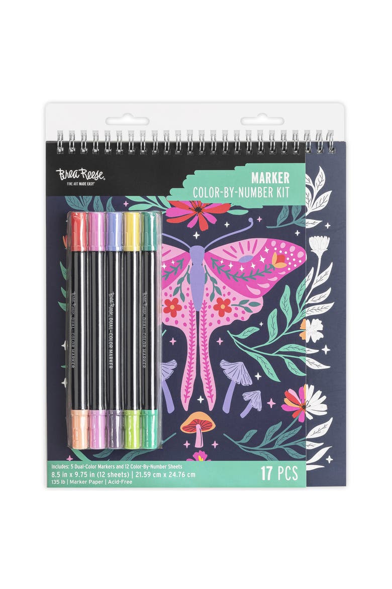 Marker Color by Number Kit Whimsical Botanicals, Main, color, Multicolored