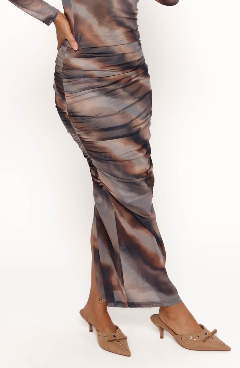 Petal & Pup Zallocco Ruched Mesh Maxi Skirt, Alternate, color, Ombre Stripe