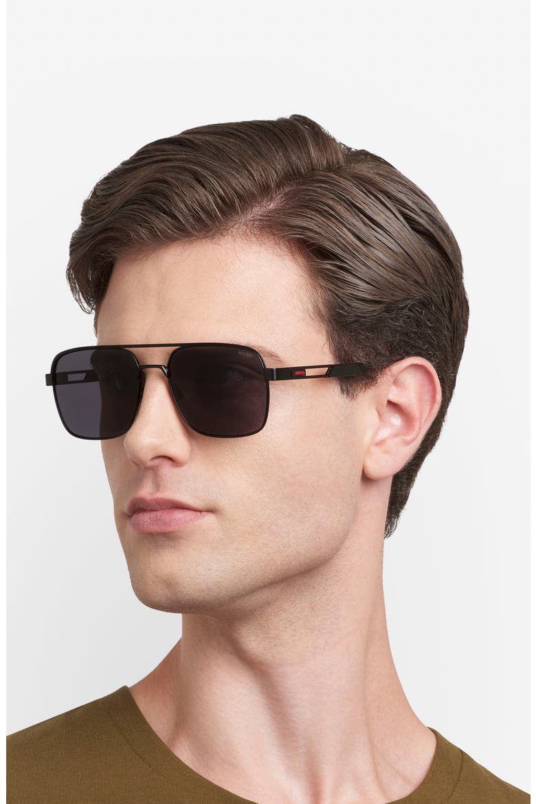 57mm Square Sunglasses, Alternate, color, MATTE BLACK/ GREY