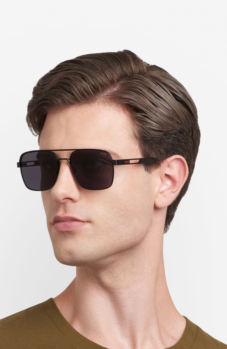 BOSS 57mm Square Sunglasses, Alternate, color, Matte Black/ Grey