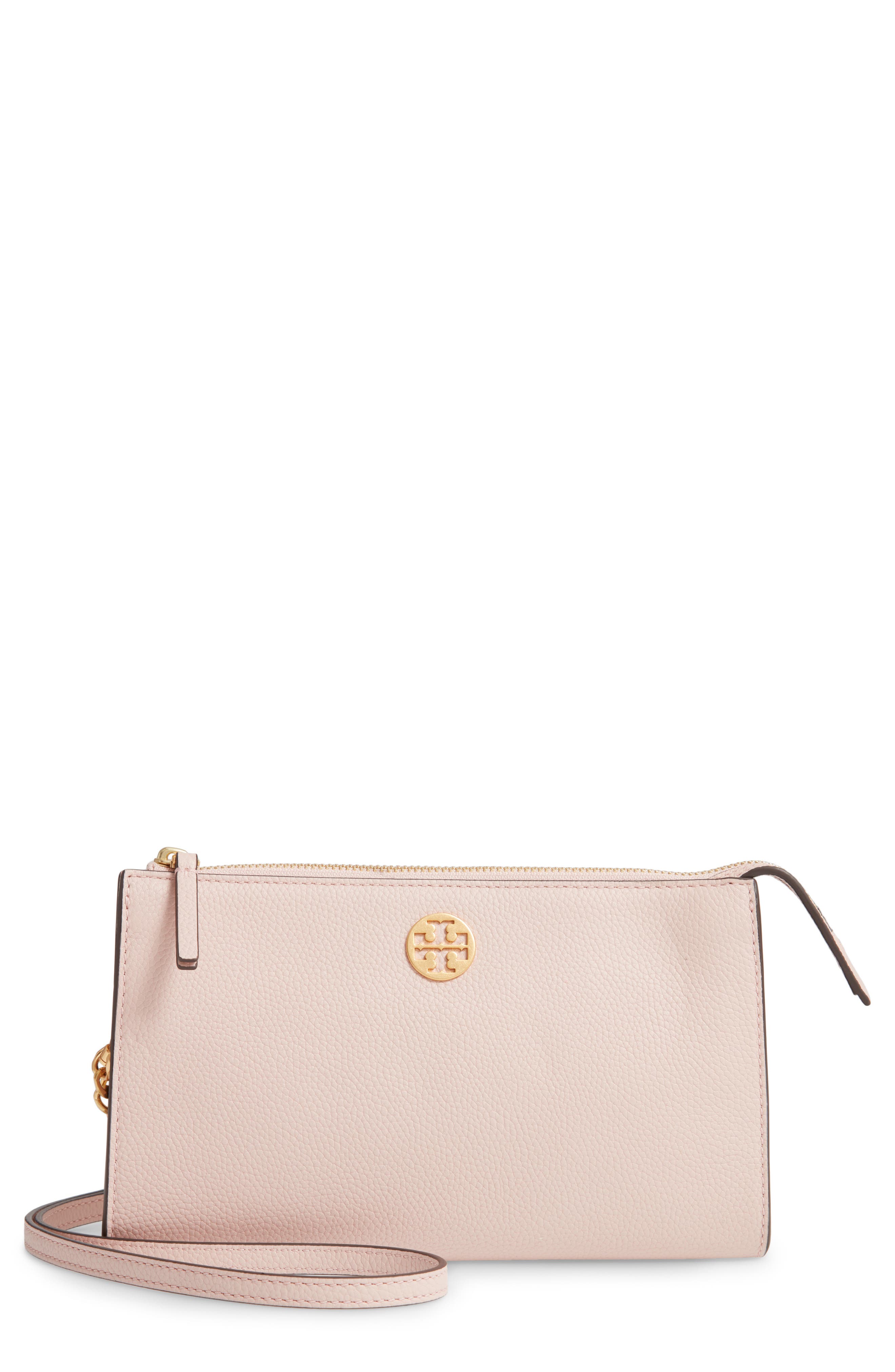 Mini Everly Leather Crossbody Bag, Main, color, SHELL PINK