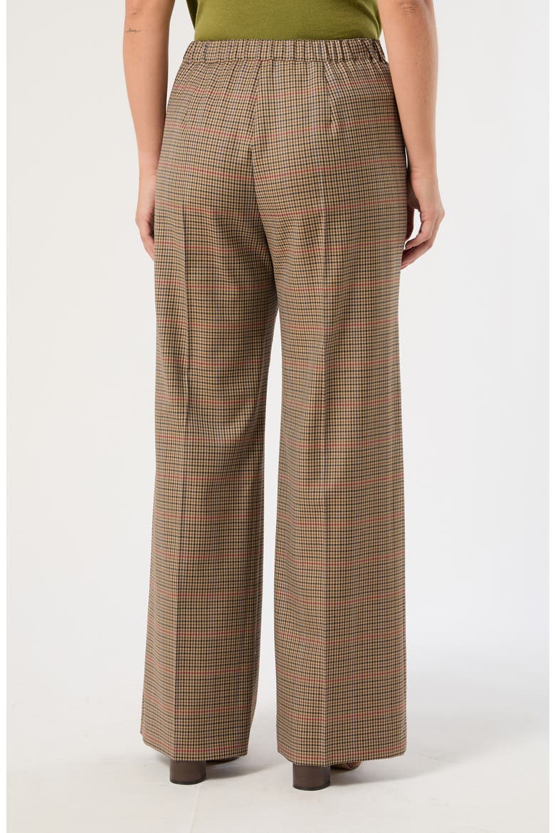 Avena Microcheck Straight Leg Virgin Wool Trousers, Alternate, color, CAMEL