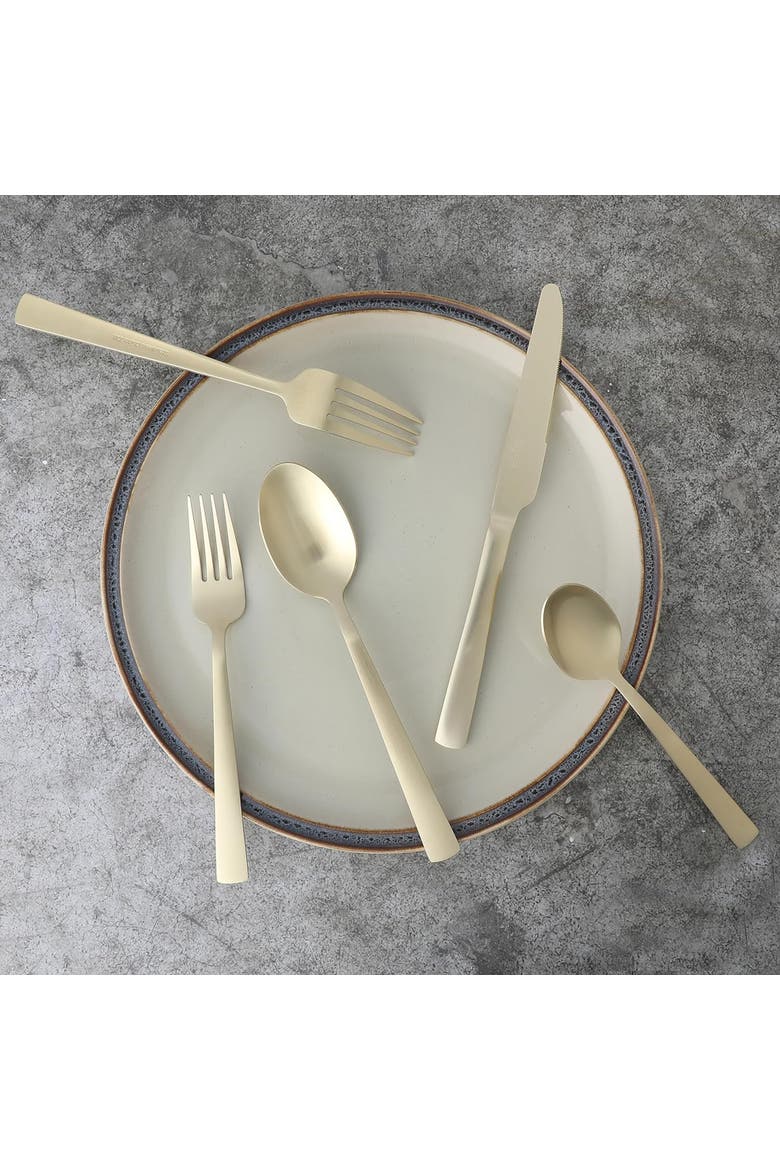 Earlston 20 Piece Stainless Steel Flatware Set, Alternate, color, Metallic Gold