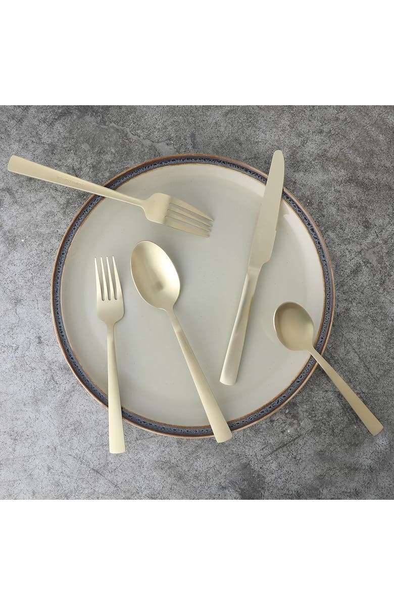 Gibson Elite Earlston 20 Piece Stainless Steel Flatware Set, Alternate, color, Metallic Gold