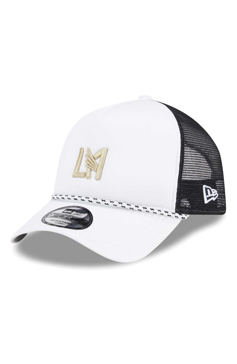New Era Men's New Era White/Black LAFC Court Sport Foam A-Frame 9FORTY Adjustable Trucker Hat, Main, color, White