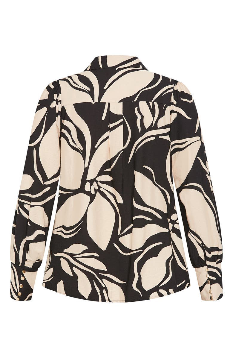 City Chic Rosabella Floral Button-Up Shirt, Alternate, color, Mono Print