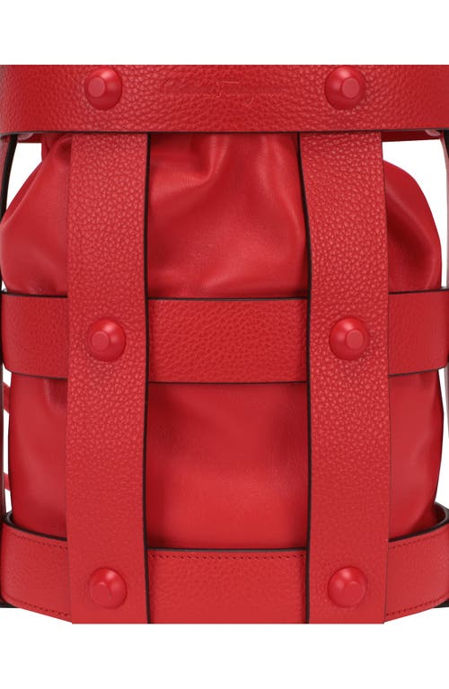 Ferragamo Cage Leather Bucket Bag In Red
