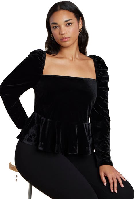 Velvet Peplum Top (Plus)