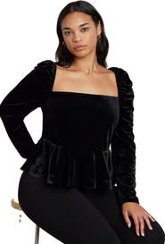 ELOQUII Velvet Peplum Top