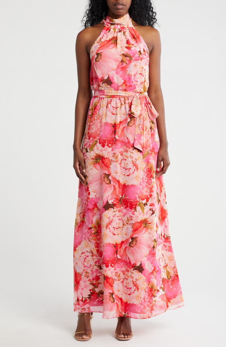 Eliza J Floral Halter Maxi Dress, Main, color,