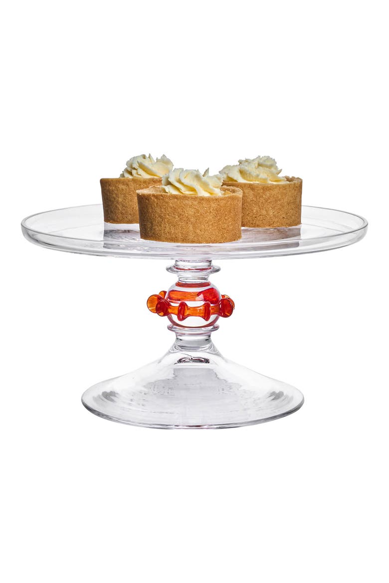 Nell Ruffle Petite Cake Stand & Dome, Alternate, color, RUBY
