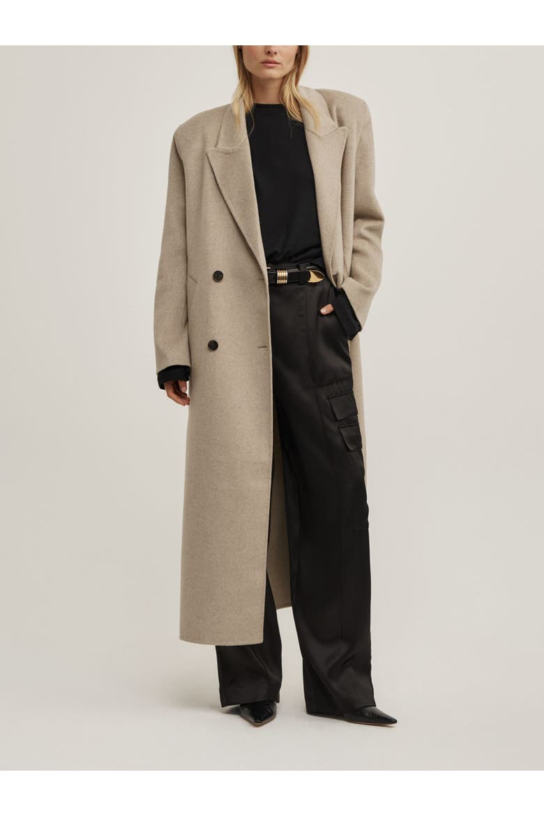 Shoulder Pad Longline Coat, Main, color, Oat Marle