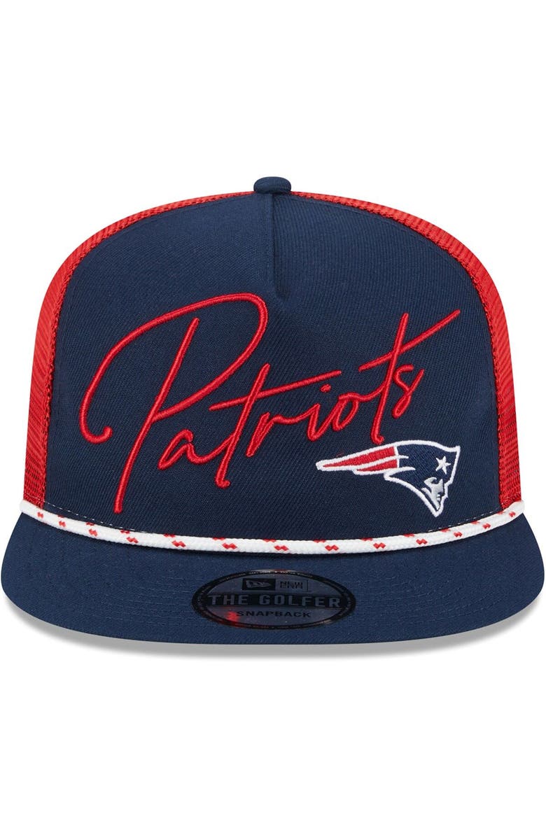 New Era Men's New Era Navy New England Patriots Script Logo Golfer 9FIFTY Snapback Hat, Alternate, color,