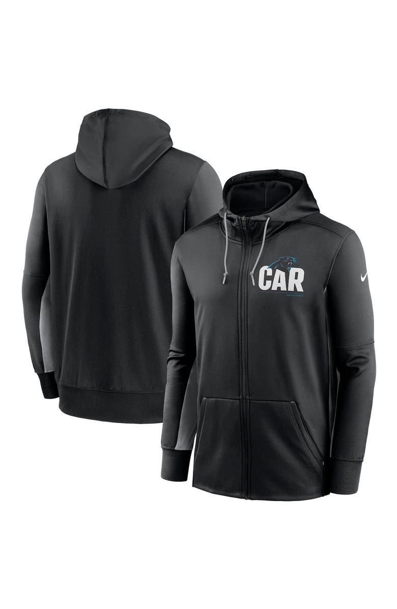 Nike Men's Nike Black/Gray Carolina Panthers Mascot Performance Full-Zip Hoodie, Main, color, Black